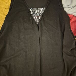 SHEIN Black Sequin Asymmetrical Tank Top